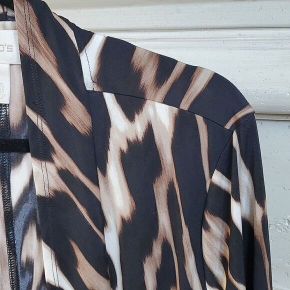 CHICO'S Animal Print Open Jacket - Size 2 /8-10 - Picture 3 of 5